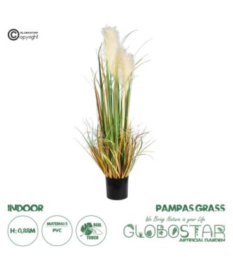 GloboStar® Artificial Garden PAMPAS GRASS 20107 Τεχνητό Διακοσμητικό Φυτό Γρασίδι της Πάμπας Υ88cm